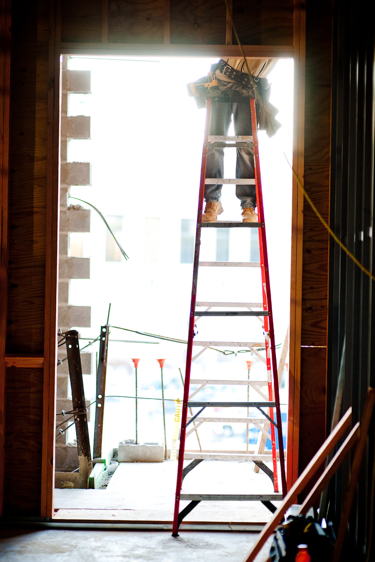 Construction Worker on Ladder | Commercial Photographer