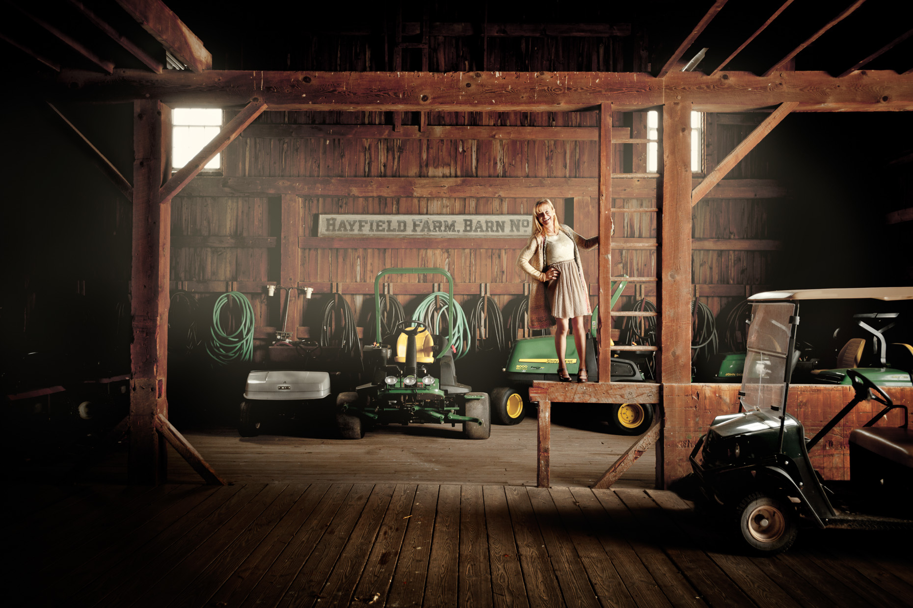 Woman in Barn | Golf editorial photographer Dave Moser
