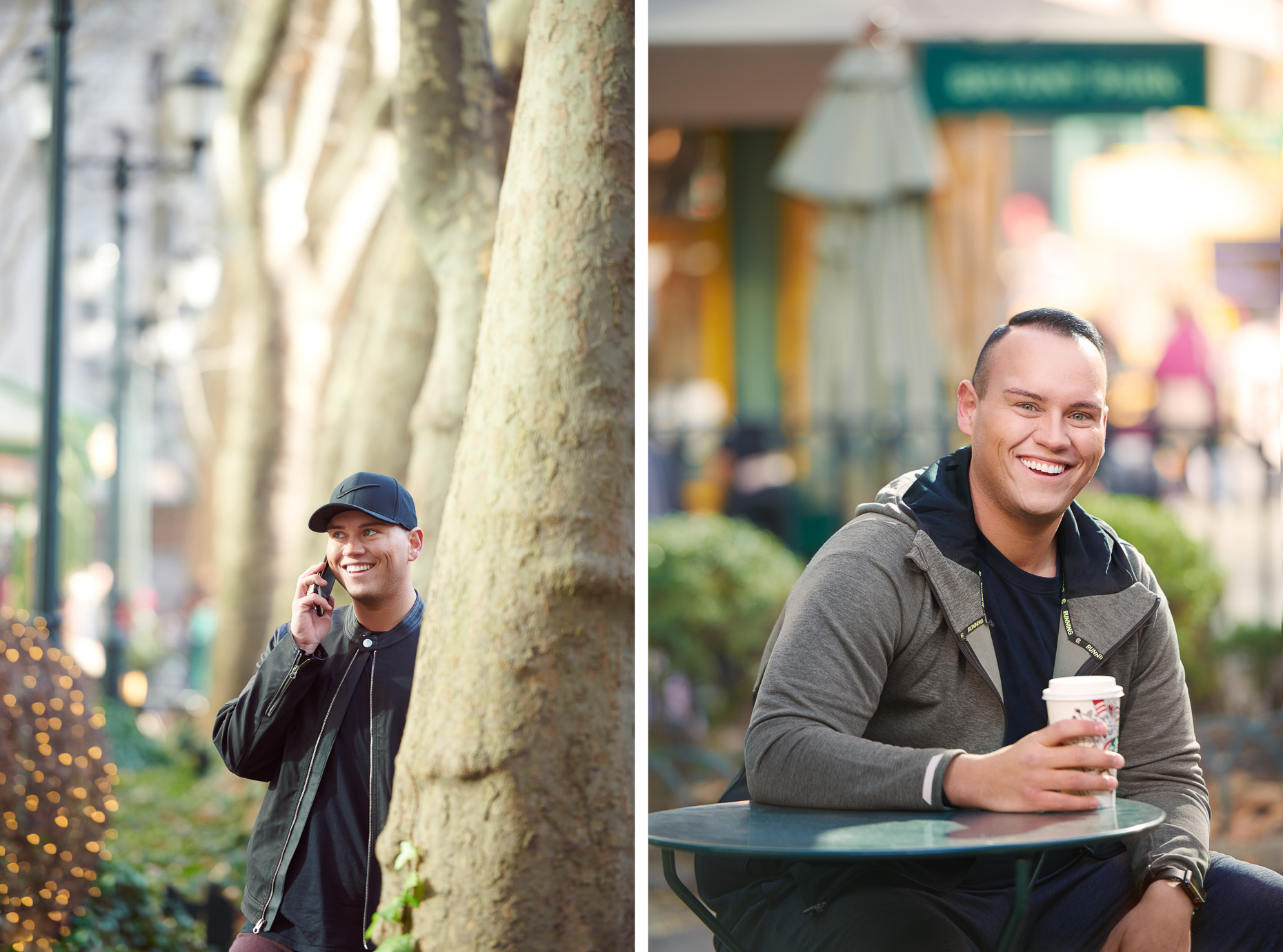 Dustin Brand with coffee and phone | Le-Vel editorial